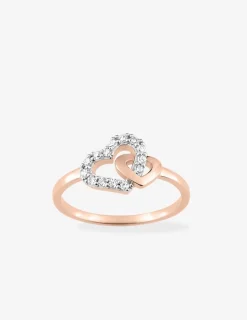 Bague cœurs entrelacés plaqué or rose, rhodium et oxydes de zirconium SO OR