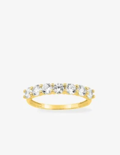 Bague demi-alliance en or jaune 375‰ et oxydes SO OR