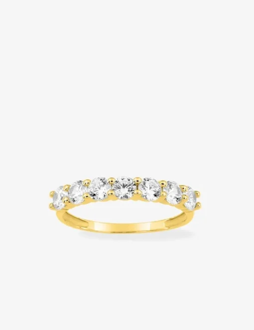 Bague demi-alliance en or jaune 375‰ et oxydes SO OR