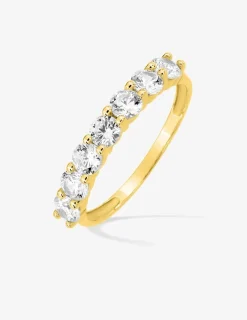 Bague demi-alliance en or jaune 375‰ et oxydes SO OR