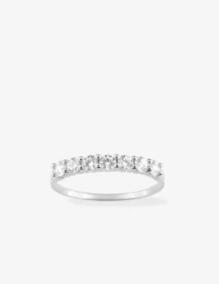 Bague demi-alliance or blanc 750 ‰ et oxyde de zirconium 0,50 ct SO OR