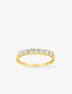 Bague demi-alliance or jaune 750 ‰ et oxyde de zirconium 0,50 ct SO OR