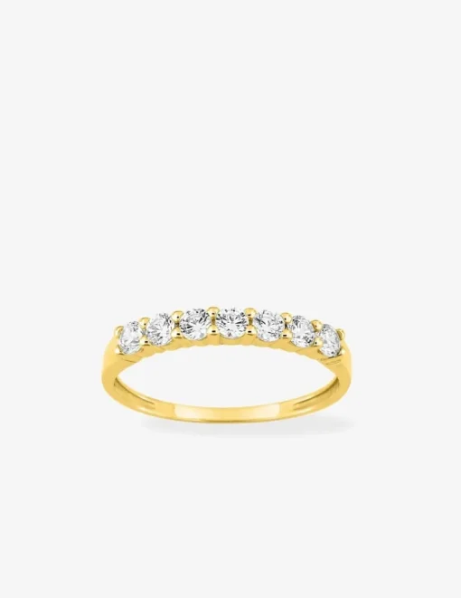 Bague demi-alliance or jaune 750 ‰ et oxyde de zirconium 0,50 ct SO OR