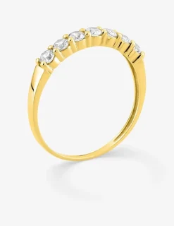 Bague demi-alliance or jaune 750 ‰ et oxyde de zirconium 0,50 ct SO OR