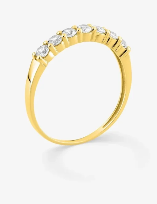 Bague demi-alliance or jaune 750 ‰ et oxyde de zirconium 0,50 ct SO OR