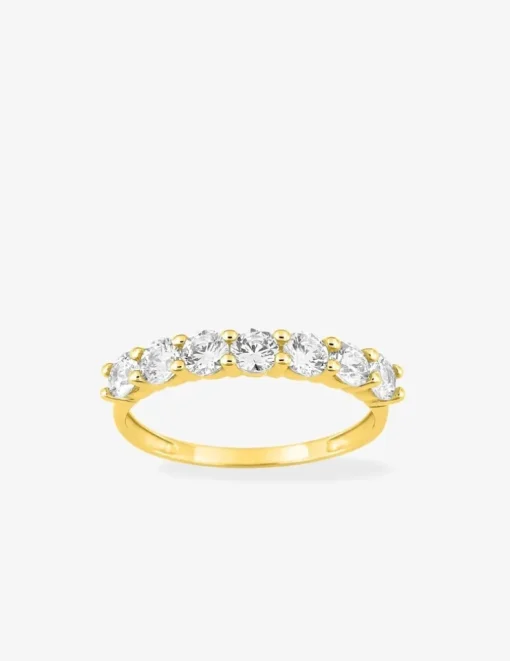 Bague demi-alliance or jaune 750 ‰ et oxyde de zirconium 1,00 ct SO OR