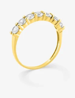 Bague demi-alliance or jaune 750 ‰ et oxyde de zirconium 1,00 ct SO OR