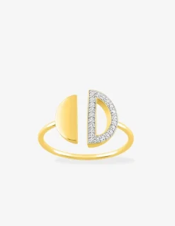 Bague demi-cercles plaqué or, rhodium et oxydes de zirconium SO OR