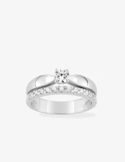 Bague double anneau en argent 925 ‰ rhodié et oxydes de zirconium SO OR