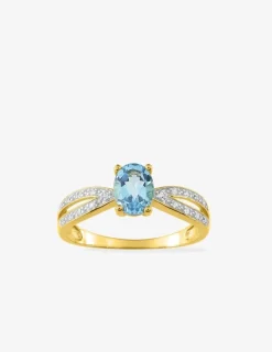 Bague double branches or jaune 375‰, topaze, oxyde de zirconium SO OR