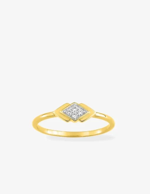 Bague double losange plaqué or, rhodium et oxydes de zirconium SO OR