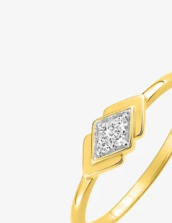 Bague double losange plaqué or, rhodium et oxydes de zirconium SO OR