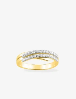 Bague double plaqué or oxydes de zirconium et rhodium SO OR