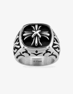 Bague en acier pour homme, motif croix SO OR