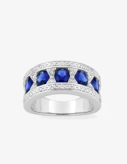 Bague en argent 925 ‰ rhodié avec oxydes de zirconium bleus et blancs SO OR