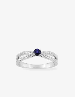Bague en argent 925 ‰ rhodié avec oxydes bleu et blancs SO OR