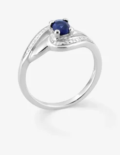 Bague en argent 925 ‰ rhodié et oxyde de zirconium bleu SO OR