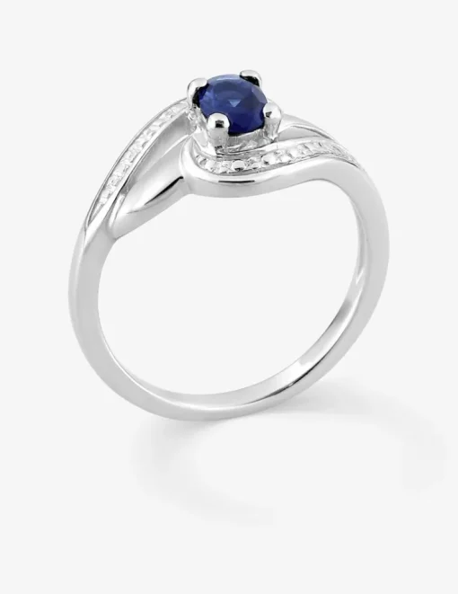 Bague en argent 925 ‰ rhodié et oxyde de zirconium bleu SO OR