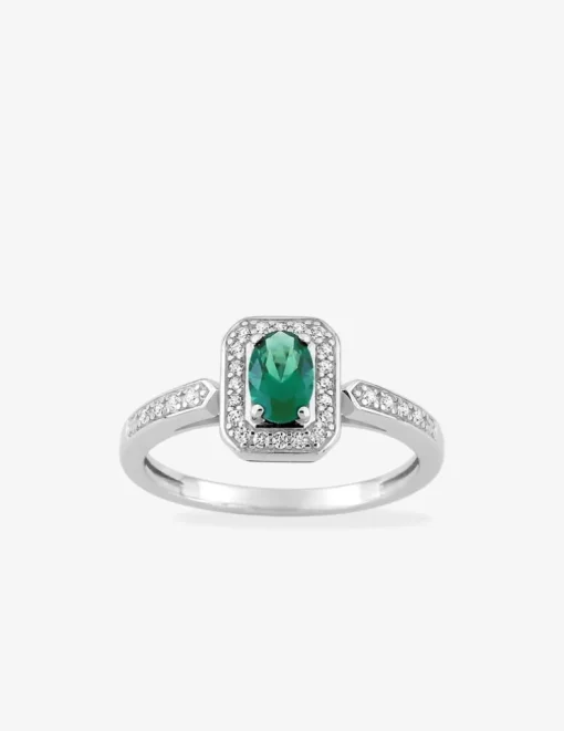 Bague en argent 925 ‰ rhodié et oxydes de zirconium bicolores SO OR