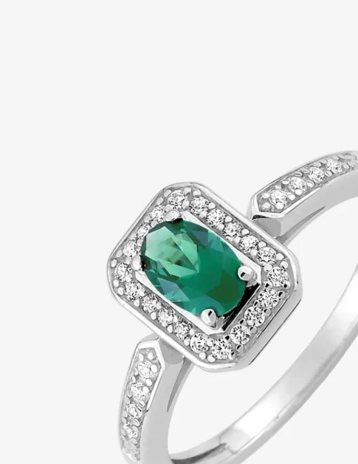 Bague en argent 925 ‰ rhodié et oxydes de zirconium bicolores SO OR