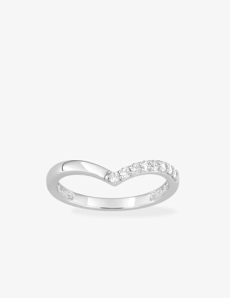 Bague en argent 925 ‰ rhodié, motif triangulaire et oxydes de zirconium SO OR