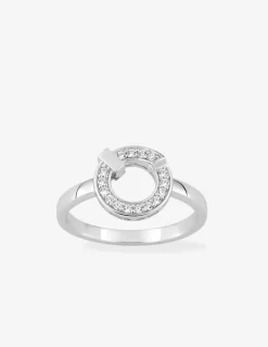 Bague en argent 925 ‰ rhodié, motif cercle et oxydes de zirconium SO OR