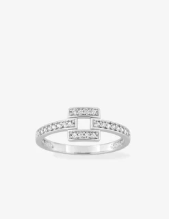 Bague en argent 925 ‰ rhodié, motif carré et oxydes de zirconium SO OR