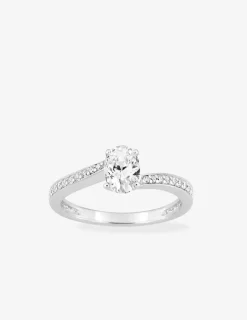 Bague en argent 925 ‰ rhodié, oxyde de zirconium ovale SO OR