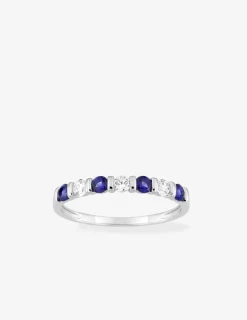 Bague en argent 925 ‰ rhodié, oxydes de zirconium bleus et blancs SO OR