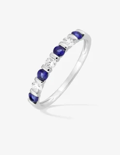 Bague en argent 925 ‰ rhodié, oxydes de zirconium bleus et blancs SO OR