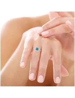 Bague en argent 925 ‰ rhodié, turquoise bleue SO OR