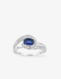 Bague en argent 925‰ rhodié et oxyde de zirconium bleu foncé SO OR