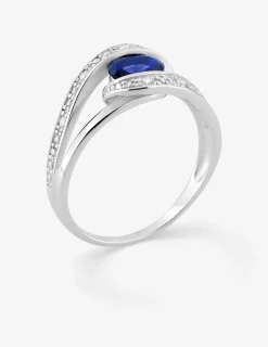 Bague en argent 925‰ rhodié et oxyde de zirconium bleu foncé SO OR