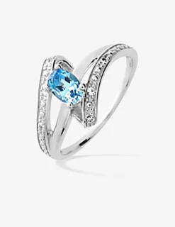 Bague en argent avec oxyde de zirconium bleu SO OR