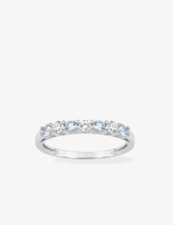 Bague en argent gris rhodié 925‰ type alliance oxyde bleu et blanc serti griffes SO OR