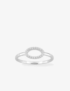 Bague en argent gris rhodié 925‰ motif ovale oxyde blanc SO OR