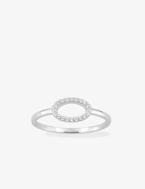 Bague en argent gris rhodié 925‰ motif ovale oxyde blanc SO OR