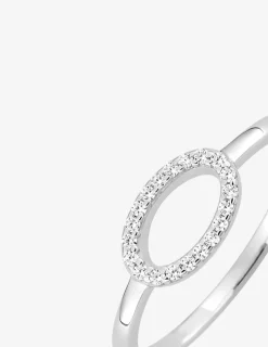 Bague en argent gris rhodié 925‰ motif ovale oxyde blanc SO OR