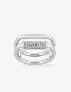 Bague en argent rhodié et oxydes de zirconium blancs SO OR