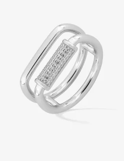 Bague en argent rhodié et oxydes de zirconium blancs SO OR