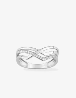 Bague en or 750 ‰ blanc tendance avec oxydes de zirconium SO OR