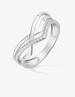 Bague en or 750 ‰ blanc tendance avec oxydes de zirconium SO OR