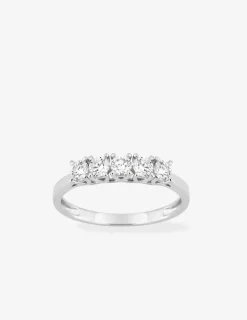 Bague en or blanc 375 ‰, cinq diamants synthétiques 0,50 ct SO OR