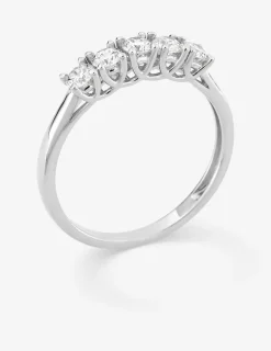 Bague en or blanc 375 ‰, cinq diamants synthétiques 0,50 ct SO OR