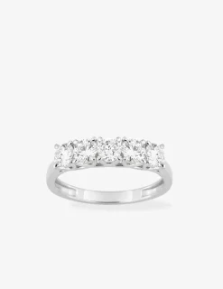 Bague en or blanc 375 ‰, cinq diamants synthétiques 1,00 ct SO OR