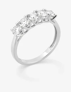 Bague en or blanc 375 ‰, cinq diamants synthétiques 1,00 ct SO OR