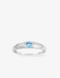 Bague en or blanc 375 ‰ et topaze bleue traitée SO OR