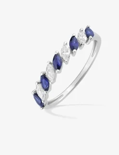 Bague en or blanc 375 ‰, saphirs et oxydes de zirconium SO OR