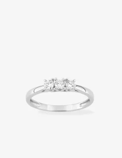 Bague en or blanc 375 ‰, trois diamants synthétiques 0,30 ct SO OR