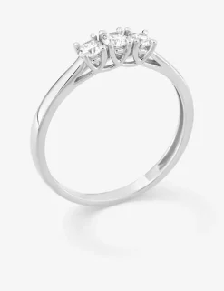 Bague en or blanc 375 ‰, trois diamants synthétiques 0,30 ct SO OR